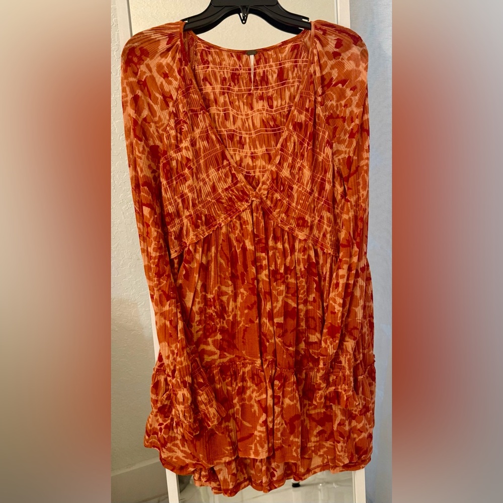 Free People Red Tie-Dye Top